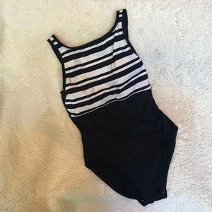Style & Co Navy/White  Striped One Piece Swimsuit